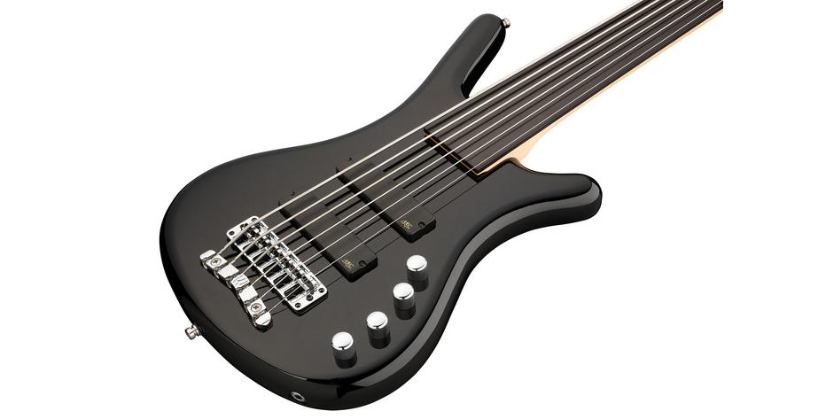 RockBass Corvette Basic, 6-String, Fretless Solid Black High Polish