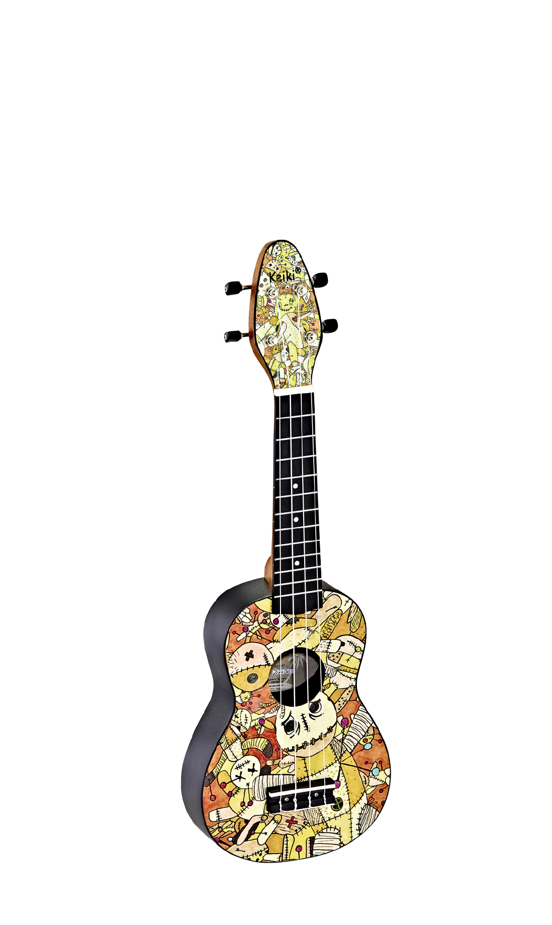 KEIKI Ukulelen Set "Voodoo Puppet" inkl. Gymbag/H-Tuner/5 Picks/Gurt KEIKI Ukulelen Set "Voodoo Puppet" inkl. Gymbag/H-Tuner/5 Picks/Gurt