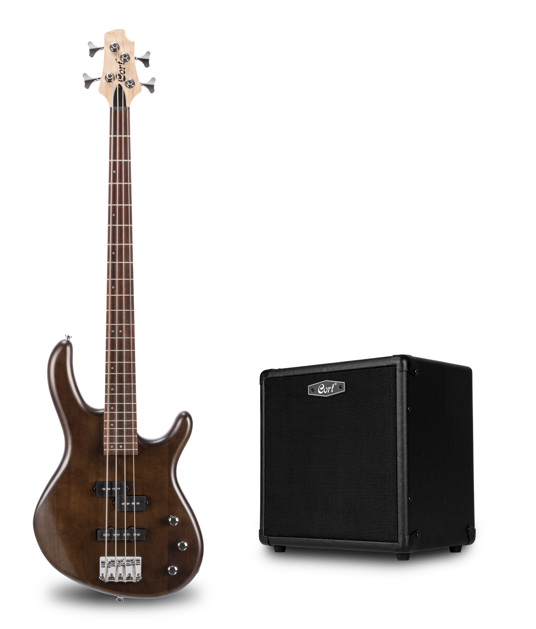 Set Action Bass PJ Open Pore Walnut COABOPW2 & CM20B Amp